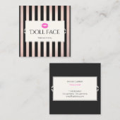 Roze lips Roos Gold en zwarte striptekenaar Vierkante Visitekaartje (Voorkant / Achterkant)