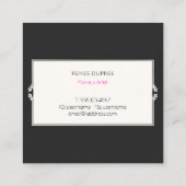 Roze lips Roos Gold en zwarte striptekenaar Vierkante Visitekaartje (Achterkant)