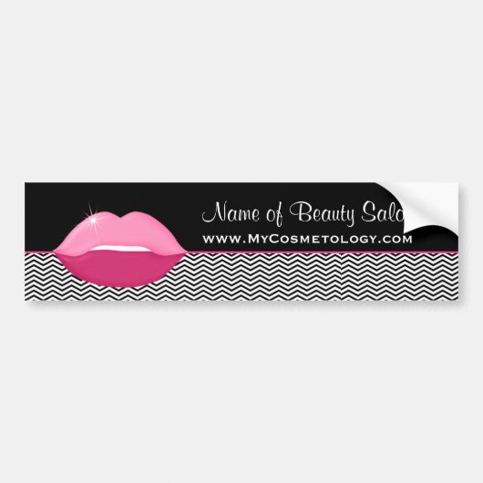 Roze lips Trendy Chevron Makeup Artist Bumpersticker (Voorkant)