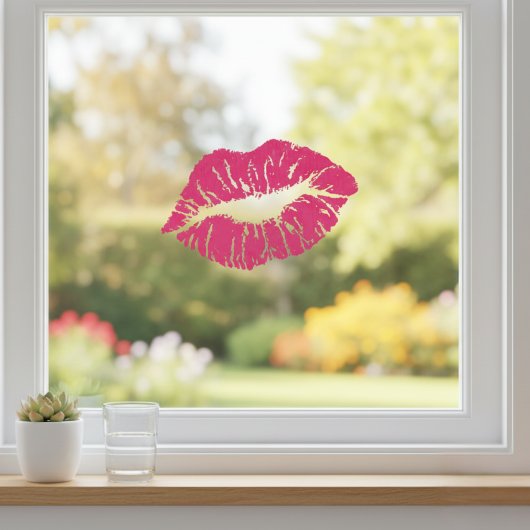 Roze lips Window Cling Raamsticker
