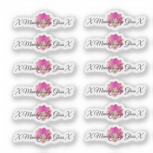Roze Lips Woman Lip Gloss Packaging Logo Sticker (Voorkant)