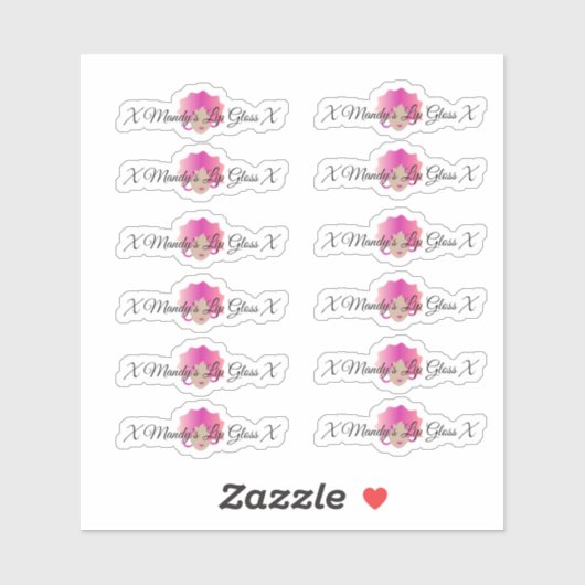 Roze Lips Woman Lip Gloss Packaging Logo Sticker (Vel)