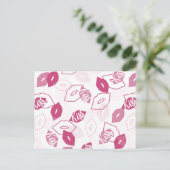 Roze lips zoissend patroon briefkaart (Staand voorkant)