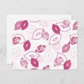 Roze lips zoissend patroon briefkaart (Voorkant / Achterkant)