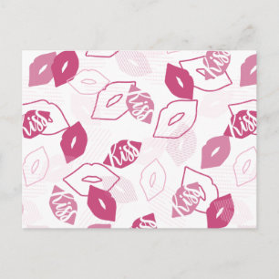 Roze lips zoissend patroon briefkaart
