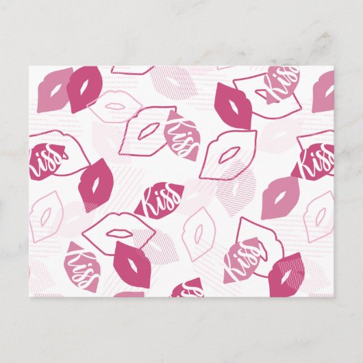 Roze lips zoissend patroon briefkaart (Voorkant)