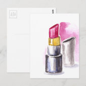 Roze lipstick briefkaart (Voorkant / Achterkant)