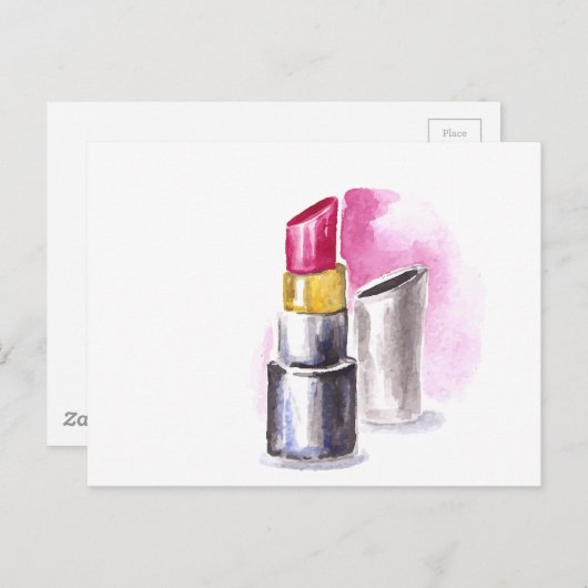 Roze lipstick briefkaart (Voorkant / Achterkant)