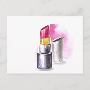 Roze lipstick briefkaart