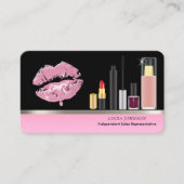 Roze Lipstick en Make-up Visitekaartje (Voorkant)