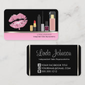 Roze Lipstick en Make-up Visitekaartje (Voorkant / Achterkant)