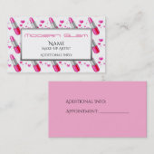 Roze lipstick & hart Cosmetische Visitekaartje Afsprakenkaartje (Voorkant / Achterkant)