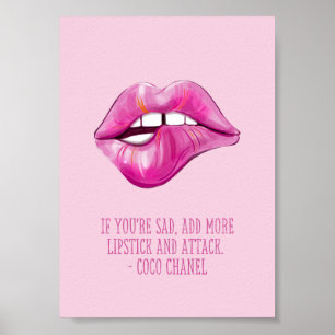 Roze lipstick Inspirerend citaat voor vrouwen Poster