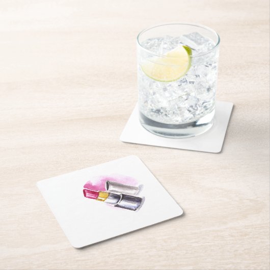 Roze lipstick kartonnen onderzetters (Insitu)