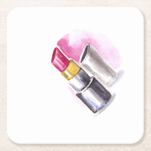 Roze lipstick kartonnen onderzetters