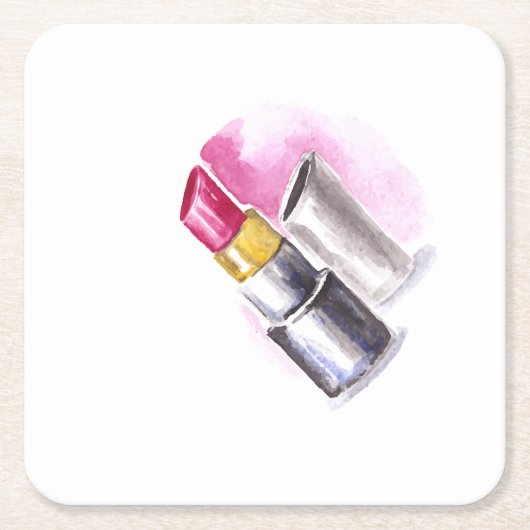 Roze lipstick kartonnen onderzetters (Voorkant)
