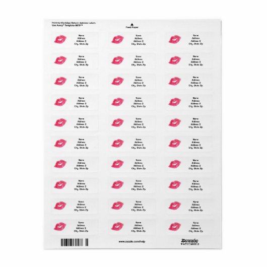 Roze lipstick Kiss Etiket (Full Sheet)