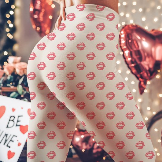 Roze lipstick Kiss Print Leggings