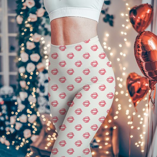 Roze lipstick Kiss Print Leggings