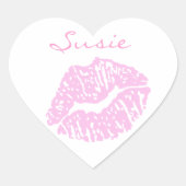 Roze lipstick Kiss Stickers (Voorkant)