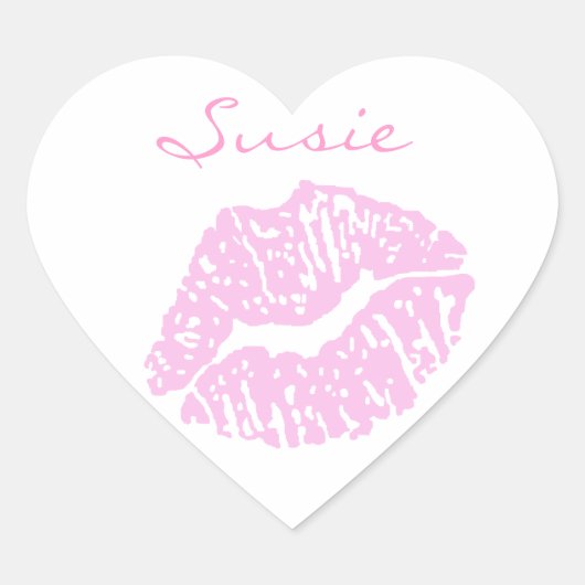 Roze lipstick Kiss Stickers (Voorkant)