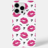 Roze lipstick Kisses en harten Case-Mate iPhone Case (Achterkant)