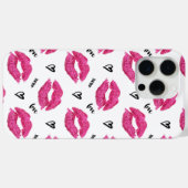 Roze lipstick Kisses en harten Case-Mate iPhone Case (Achterkant (horizontaal))