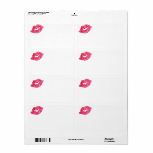Roze lipstick Kus Etiket op afdruk (Full Sheet)