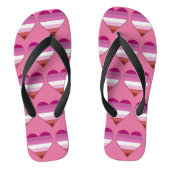Roze lipstick lesbische pride hartpatroon teenslippers (Voetbed)