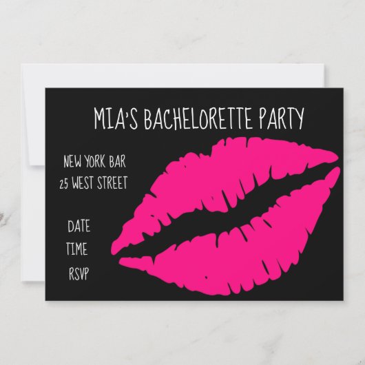 Roze lipstick leugenaar bachelorette party kaart (Voorkant)