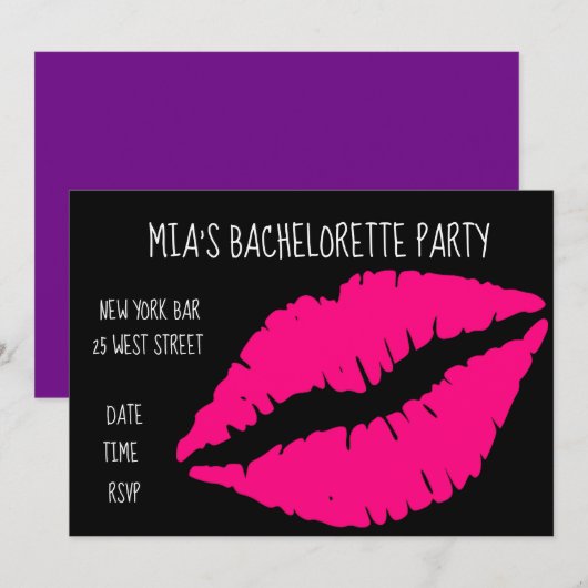 Roze lipstick leugenaar bachelorette party kaart (Voorkant / Achterkant)