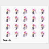 Roze lipstick ronde sticker (Vel)