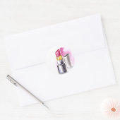 Roze lipstick ronde sticker (Envelop)