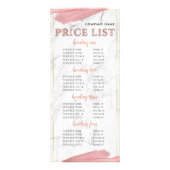 Roze lipstick Smear Marble Service Price List Reclamekaart (Voorkant)