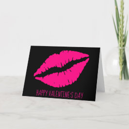 Roze Lipstick Valentijn pop op girale roze lippen Feestdagen Kaart