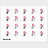 Roze lipstick vierkante sticker (Vel)
