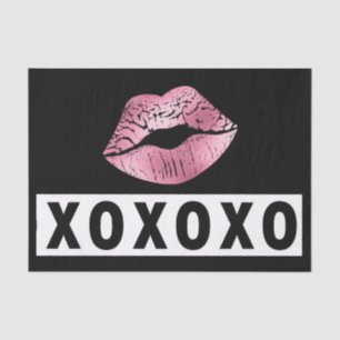 Roze lipstick, XOXO Black en White Love Tissuepapier
