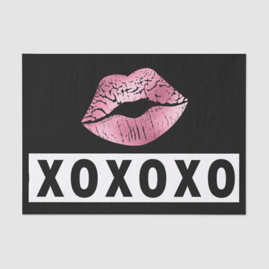 Roze lipstick, XOXO Black en White Love Tissuepapier (Voorkant)