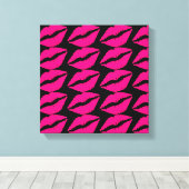 Roze lipstickus pop roze en zwart canvas afdruk (Insitu (Houten vloer))