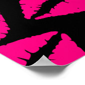 Roze lipstickus pop roze en zwart poster (Hoek)