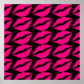 Roze lipstickus pop roze en zwart poster (Voorkant)