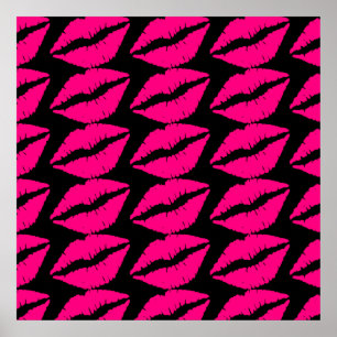Roze lipstickus pop roze en zwart poster