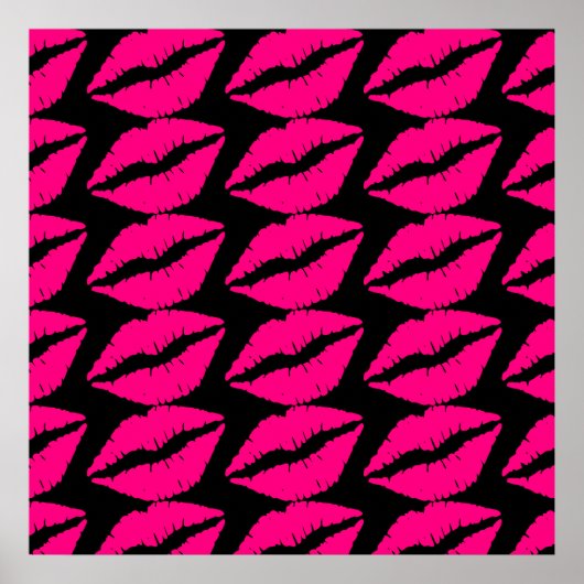 Roze lipstickus pop roze en zwart poster (Voorkant)