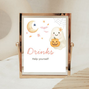 Roze Little Boo Baby Shower Dranken Bord Poster