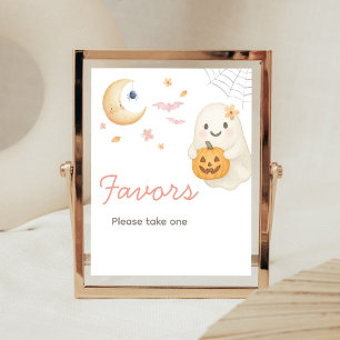 Roze Little Boo Baby Shower Favor Bord Poster