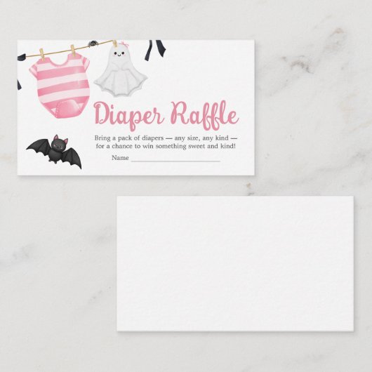 Roze Little Boo Baby shower Luier Raffle Informatiekaartje (Voorkant / Achterkant)