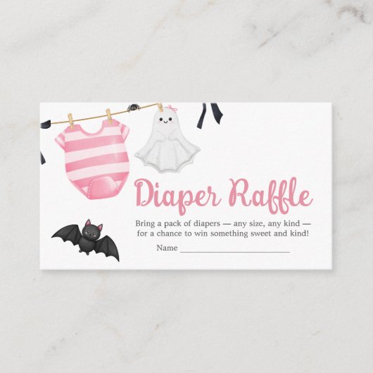 Roze Little Boo Baby shower Luier Raffle Informatiekaartje (Voorkant)