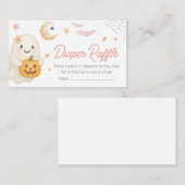 Roze Little Boo Baby shower Luier Raffle Informatiekaartje (Voorkant / Achterkant)