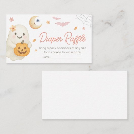 Roze Little Boo Baby shower Luier Raffle Informatiekaartje (Voorkant / Achterkant)
