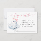 Roze Little Boo Bow Baby shower Luier Raffle Kaart (Voorkant)